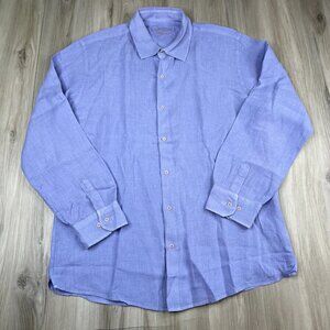 Luberone.Com Mens Light Purple Long Sleeve Linen Button Up Shirt